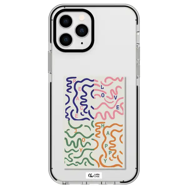 Peace,Love,Joy,Happy Apple iPhone 11 pro impact black border Case