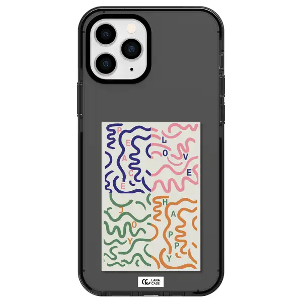 Peace,Love,Joy,Happy Apple iPhone 11 pro max impact Smoke Black Case