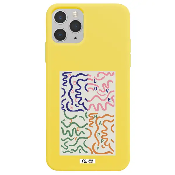 Peace,Love,Joy,Happy Apple iPhone 11 pro max Silicone canary yellow Case