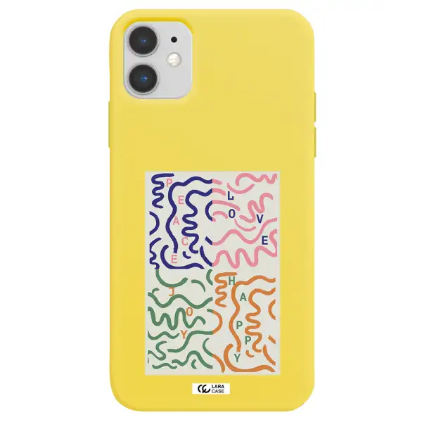 Peace,Love,Joy,Happy Apple iPhone 11 Silicone canary yellow Case
