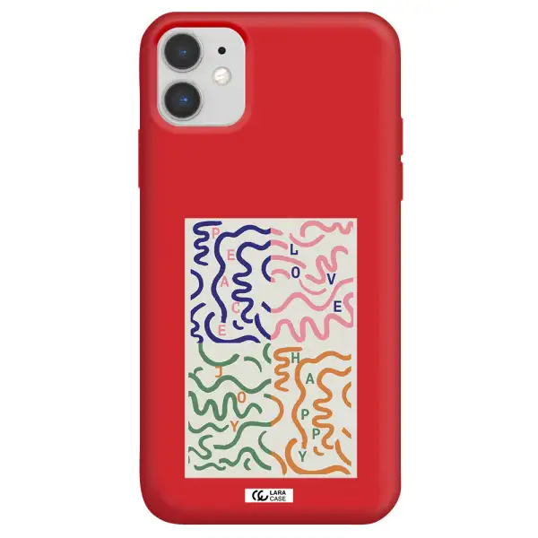 Peace,Love,Joy,Happy Apple iPhone 11 Silicone Imperial Red Case