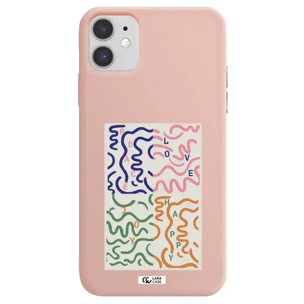 Peace,Love,Joy,Happy Apple iPhone 11 Silicone pastel pink Case