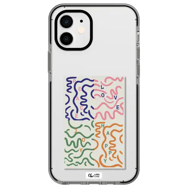 Peace,Love,Joy,Happy Apple iPhone 12 impact black border Case