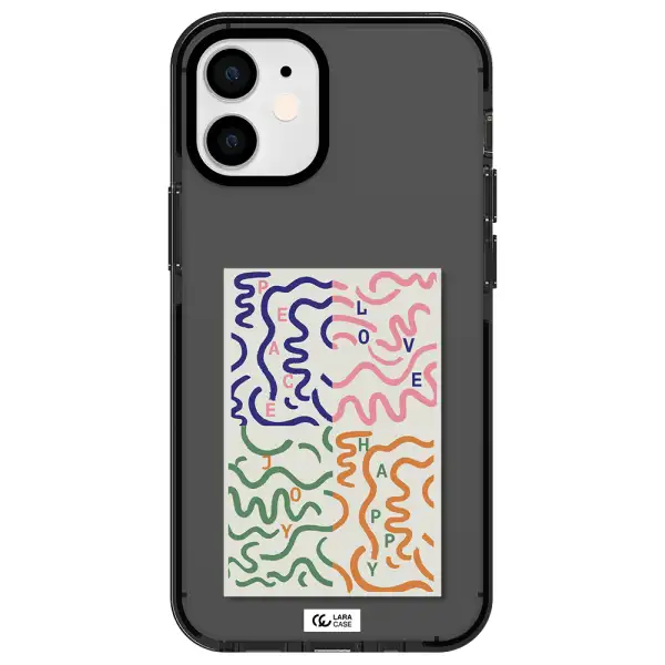 Peace,Love,Joy,Happy Apple iPhone 12 mini impact Smoke Black Case