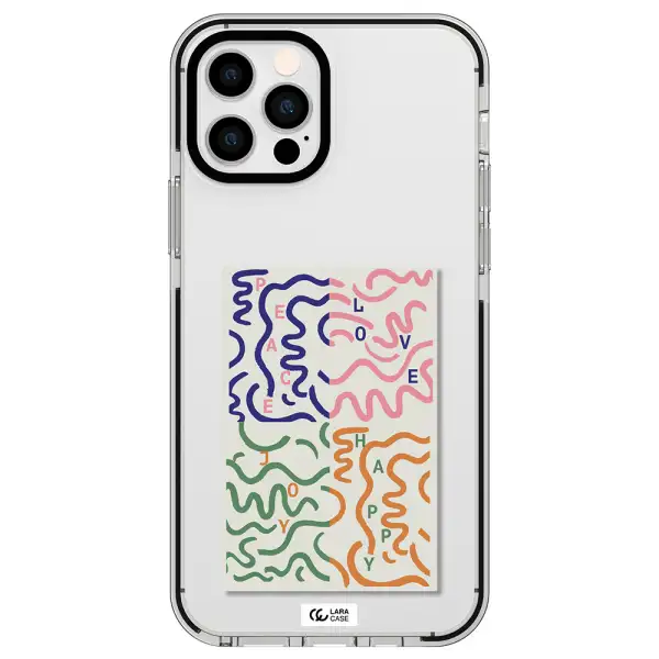 Peace,Love,Joy,Happy Apple iPhone 12 pro impact black border Case