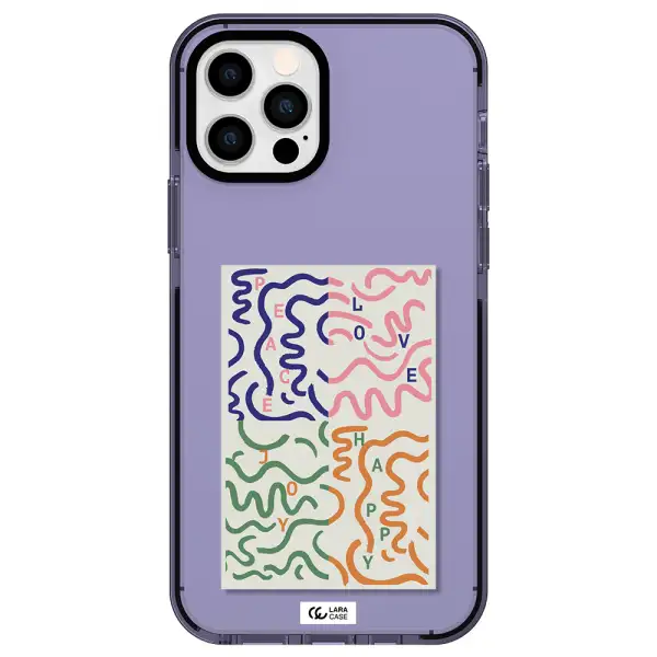 Peace,Love,Joy,Happy Apple iPhone 12 pro impact Lilac Case