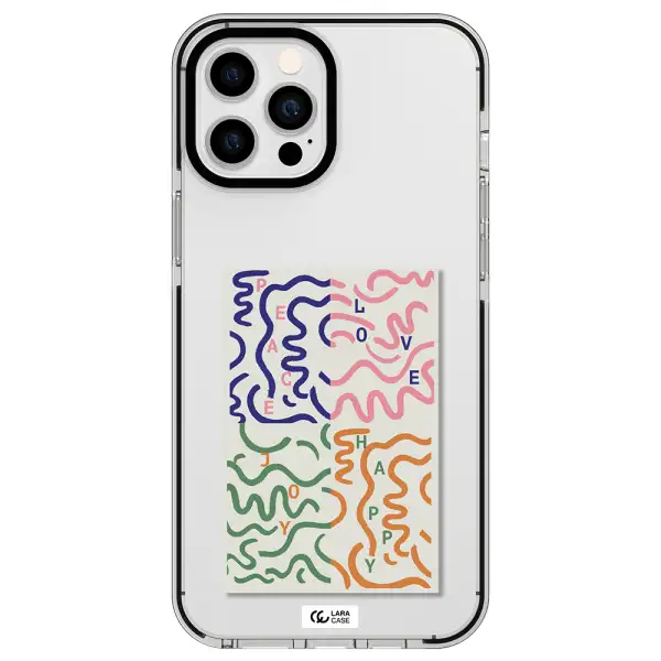 Peace,Love,Joy,Happy Apple iPhone 12 pro max impact black border Case