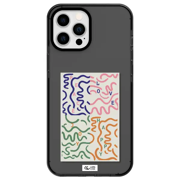 Peace,Love,Joy,Happy Apple iPhone 12 pro max impact Smoke Black Case