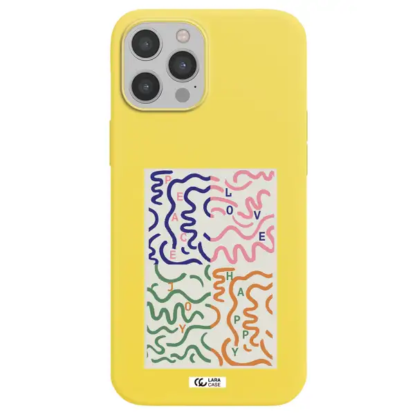 Peace,Love,Joy,Happy Apple iPhone 12 pro max Silicone canary yellow Case