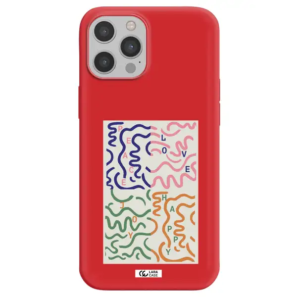 Peace,Love,Joy,Happy Apple iPhone 12 pro max Silicone Imperial Red Case
