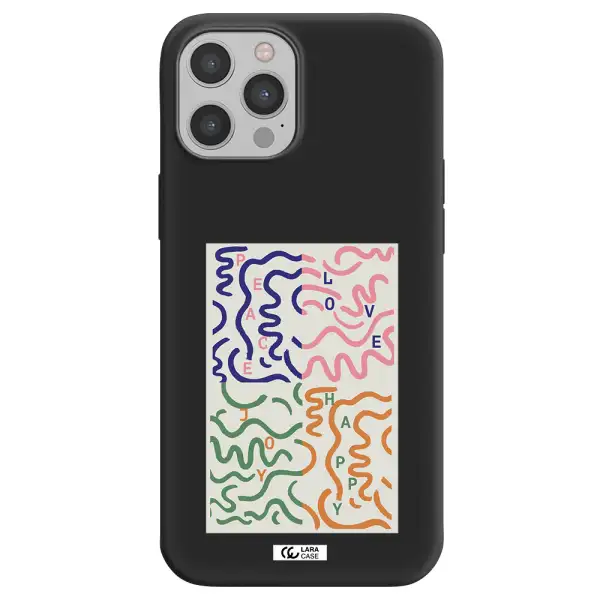 Peace,Love,Joy,Happy Apple iPhone 12 pro Silicone black Case