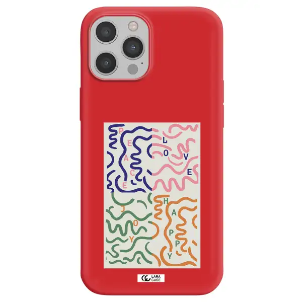 Peace,Love,Joy,Happy Apple iPhone 12 pro Silicone Imperial Red Case