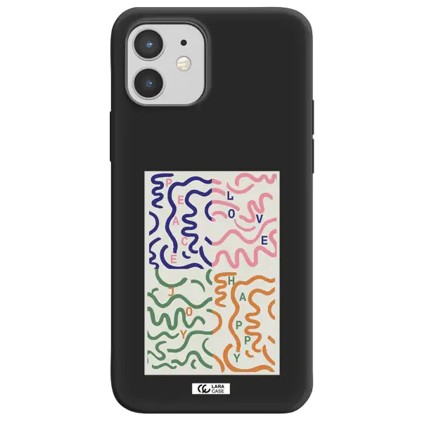 Peace,Love,Joy,Happy Apple iPhone 12 Silicone black Case