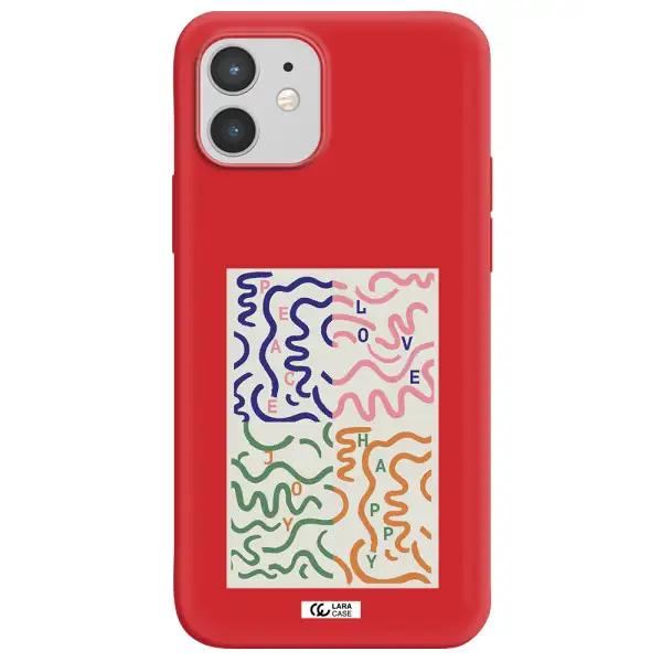 Peace,Love,Joy,Happy Apple iPhone 12 Silicone Imperial Red Case
