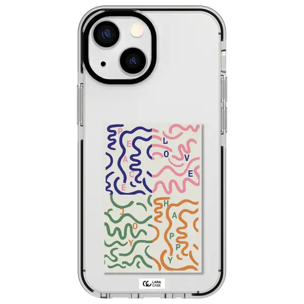 Peace,Love,Joy,Happy Apple iPhone 13 mini impact black border Case