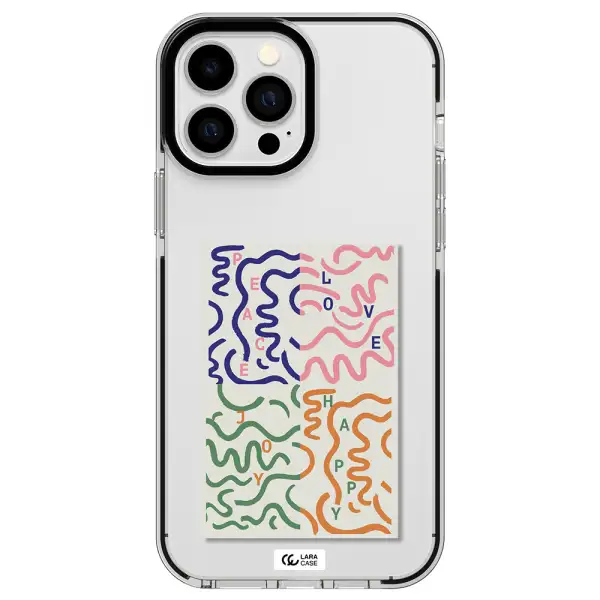 Peace,Love,Joy,Happy Apple iPhone 13 Pro Max impact black border Case