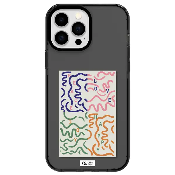 Peace,Love,Joy,Happy Apple iPhone 13 Pro Max impact Smoke Black Case