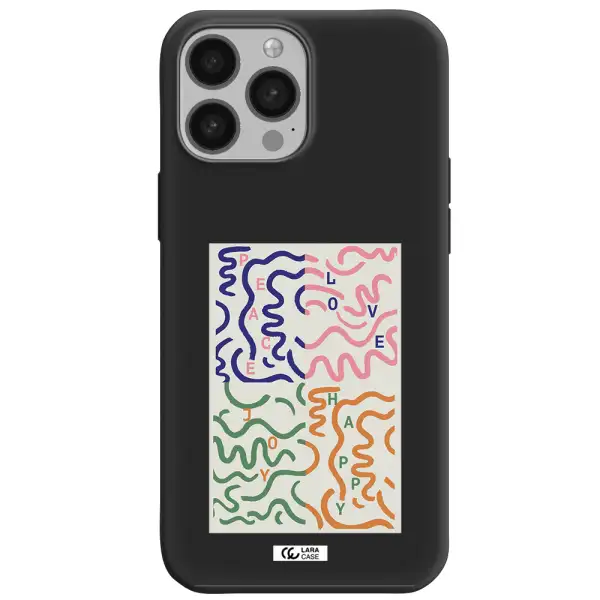 Peace,Love,Joy,Happy Apple iPhone 13 Pro Max Silicone black Case