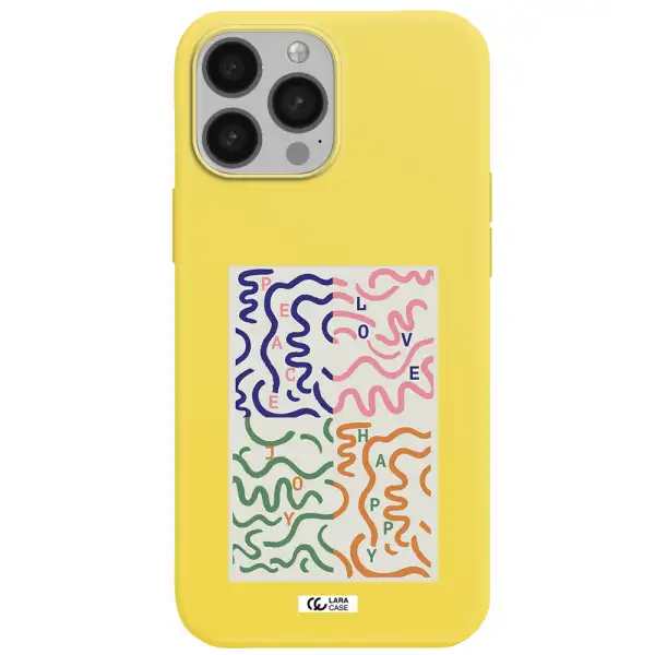 Peace,Love,Joy,Happy Apple iPhone 13 Pro Max Silicone canary yellow Case