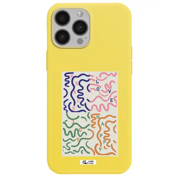 Peace,Love,Joy,Happy Apple iPhone 13 Pro Silicone canary yellow Case