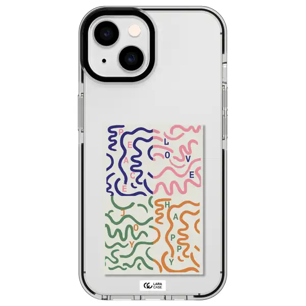 Peace,Love,Joy,Happy Apple iPhone 14 impact black border Case