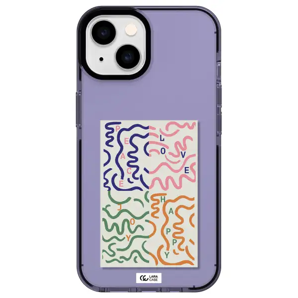 Peace,Love,Joy,Happy Apple iPhone 14 impact Lilac Case