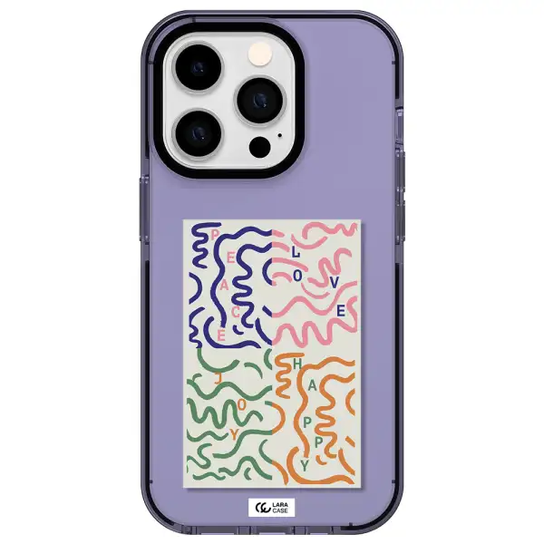 Peace,Love,Joy,Happy Apple iPhone 14 pro impact Lilac Case