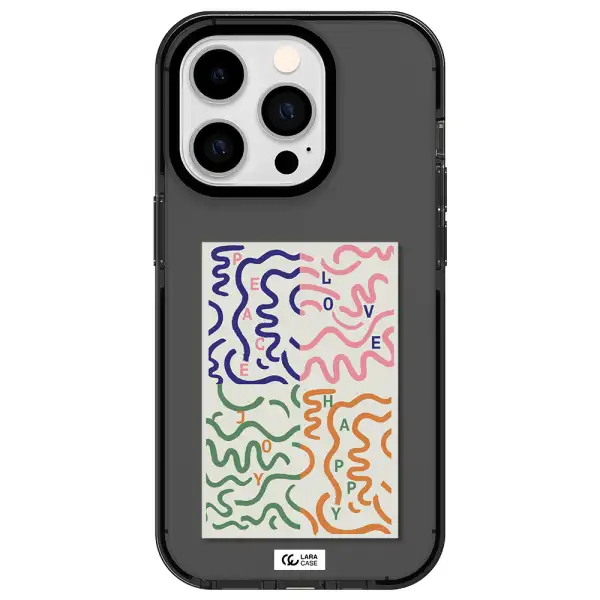 Peace,Love,Joy,Happy Apple iPhone 14 pro impact Smoke Black Case