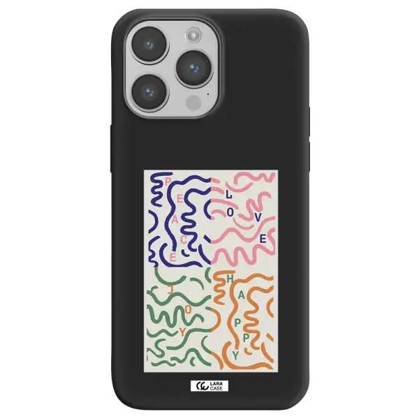 Peace,Love,Joy,Happy Apple iPhone 14 pro max Silicone black Case