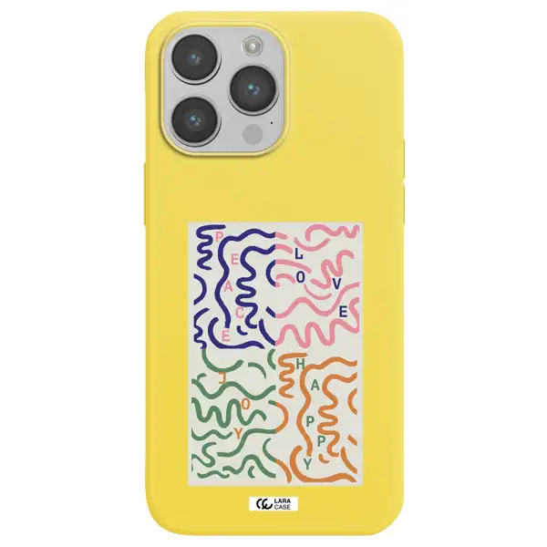 Peace,Love,Joy,Happy Apple iPhone 14 pro max Silicone canary yellow Case