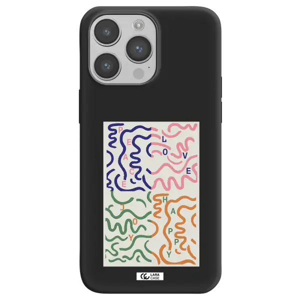 Peace,Love,Joy,Happy Apple iPhone 14 pro Silicone black Case