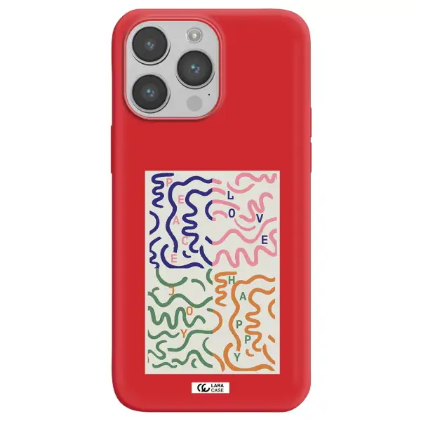 Peace,Love,Joy,Happy Apple iPhone 14 pro Silicone Imperial Red Case