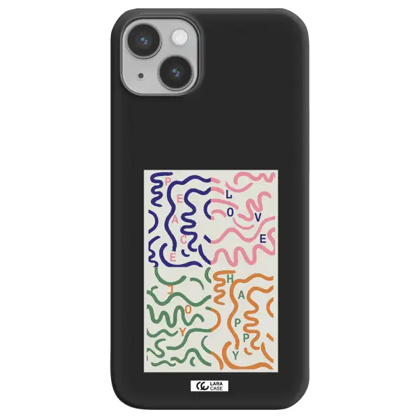 Peace,Love,Joy,Happy Apple iPhone 14 Silicone black Case