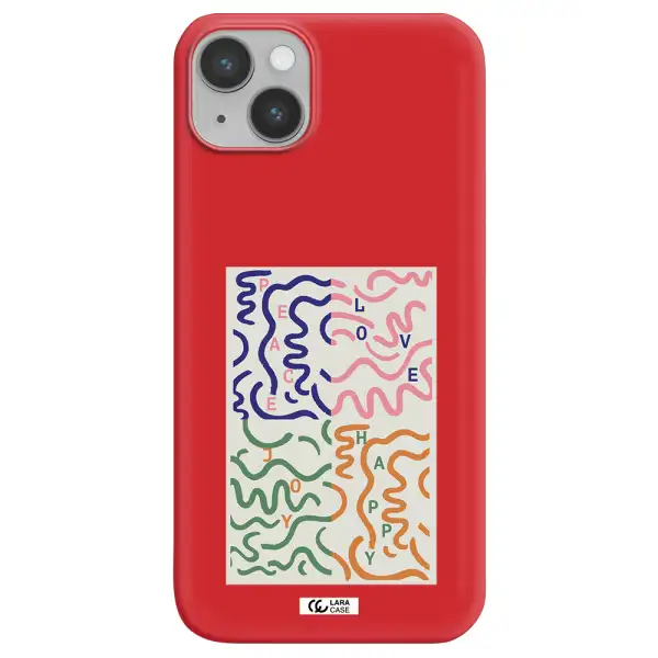 Peace,Love,Joy,Happy Apple iPhone 14 Silicone Imperial Red Case