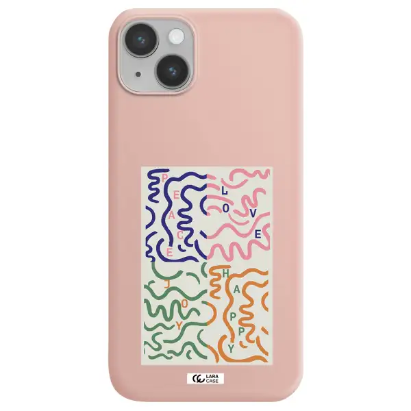Peace,Love,Joy,Happy Apple iPhone 14 Silicone pastel pink Case