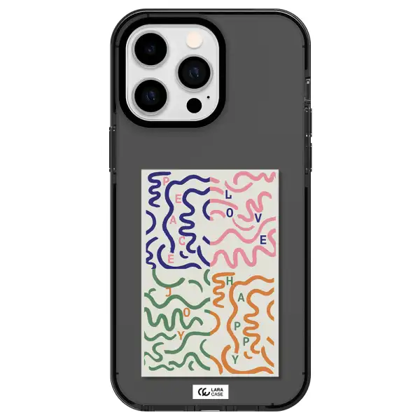 Peace,Love,Joy,Happy Apple iPhone 15 Pro impact Smoke Black Case