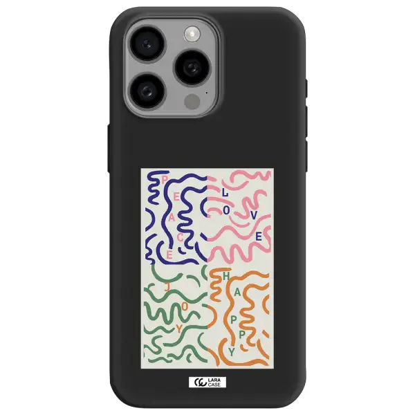 Peace,Love,Joy,Happy Apple Iphone 15 Pro max Silicone black Case