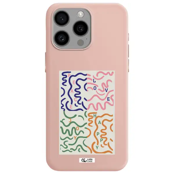 Peace,Love,Joy,Happy Apple Iphone 15 Pro max Silicone pastel pink Case