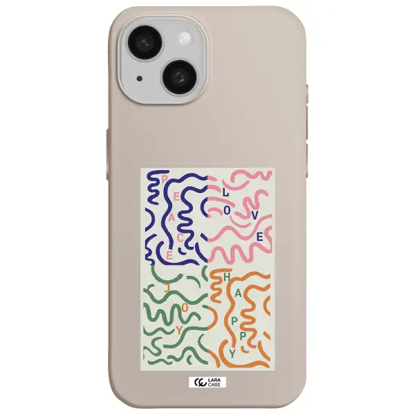 Peace,Love,Joy,Happy Apple iPhone 15 Silicone Stone Case