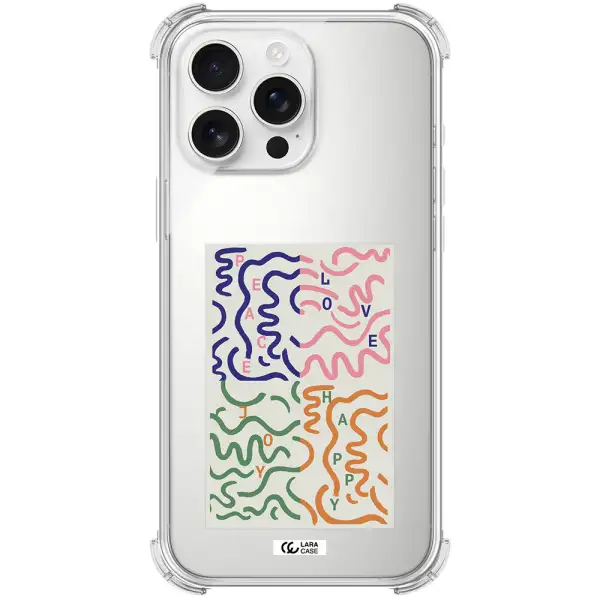 Peace,Love,Joy,Happy Apple Iphone 16 Pro Max Clear Pc Case
