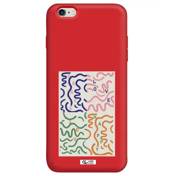 Peace,Love,Joy,Happy Apple iPhone 6 s plus Silicone Imperial Red Case