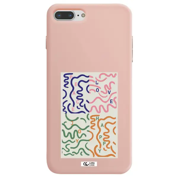 Peace,Love,Joy,Happy Apple iPhone 7 plus Silicone pastel pink Case
