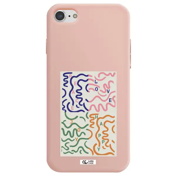 Peace,Love,Joy,Happy Apple iPhone 8 Silicone pastel pink Case