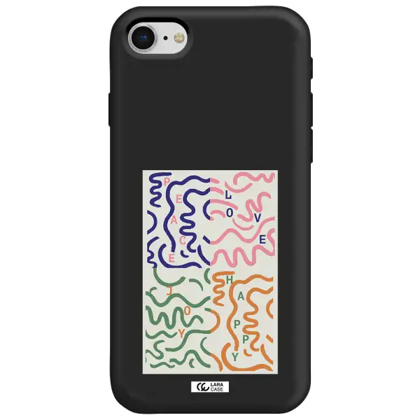 Peace,Love,Joy,Happy Apple iPhone se 2020 Silicone black Case