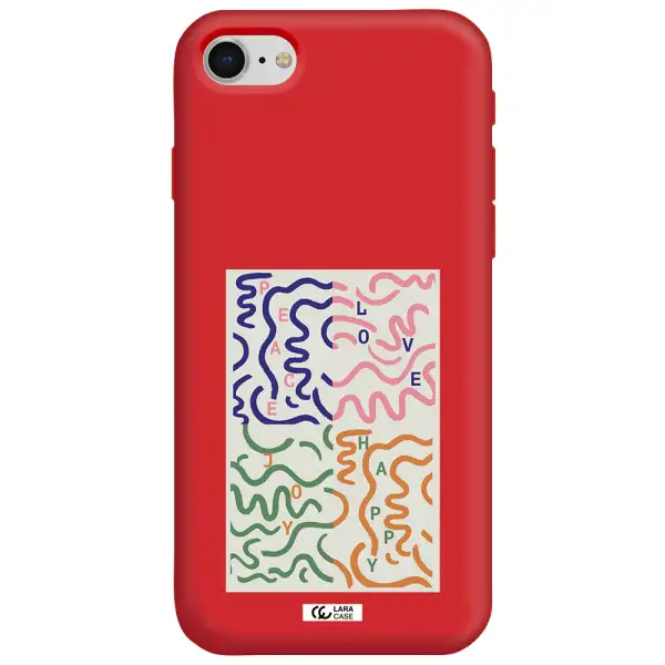Peace,Love,Joy,Happy Apple iPhone se 2020 Silicone Imperial Red Case