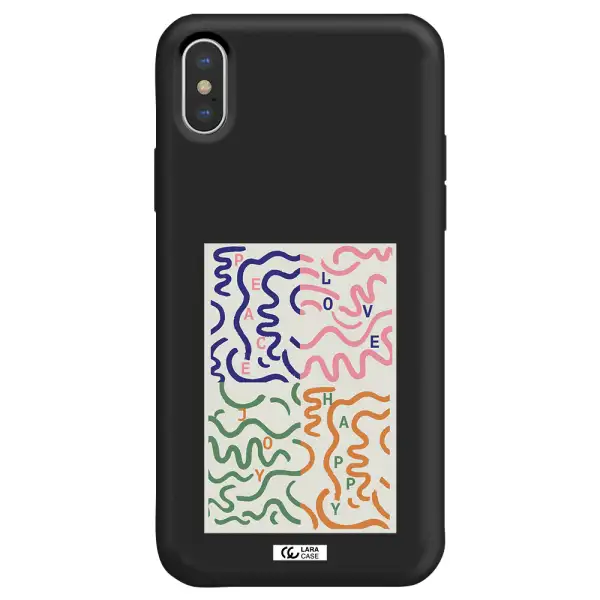 Peace,Love,Joy,Happy Apple iPhone X Silicone black Case