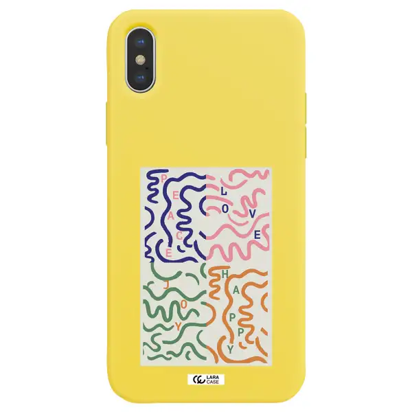 Peace,Love,Joy,Happy Apple iPhone X Silicone canary yellow Case