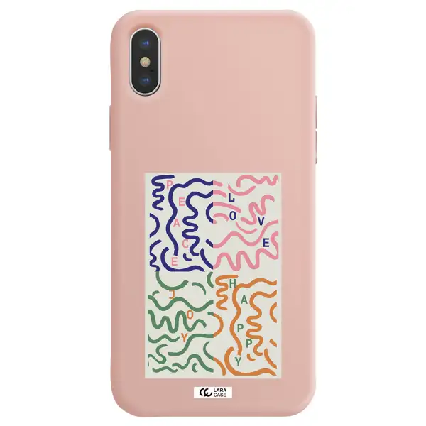 Peace,Love,Joy,Happy Apple iPhone XS max Silicone pastel pink Case
