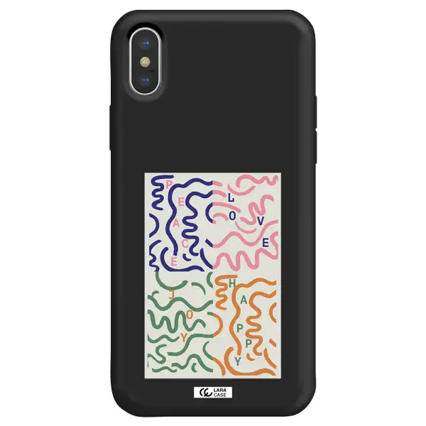 Peace,Love,Joy,Happy Apple iPhone XS Silicone black Case