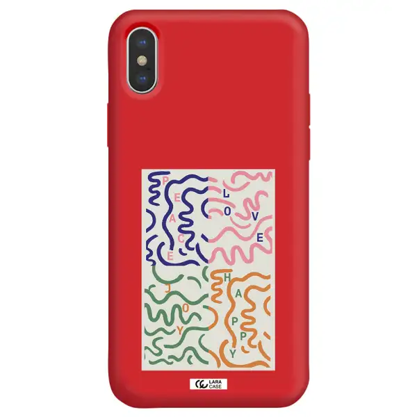 Peace,Love,Joy,Happy Apple iPhone XS Silicone Imperial Red Case